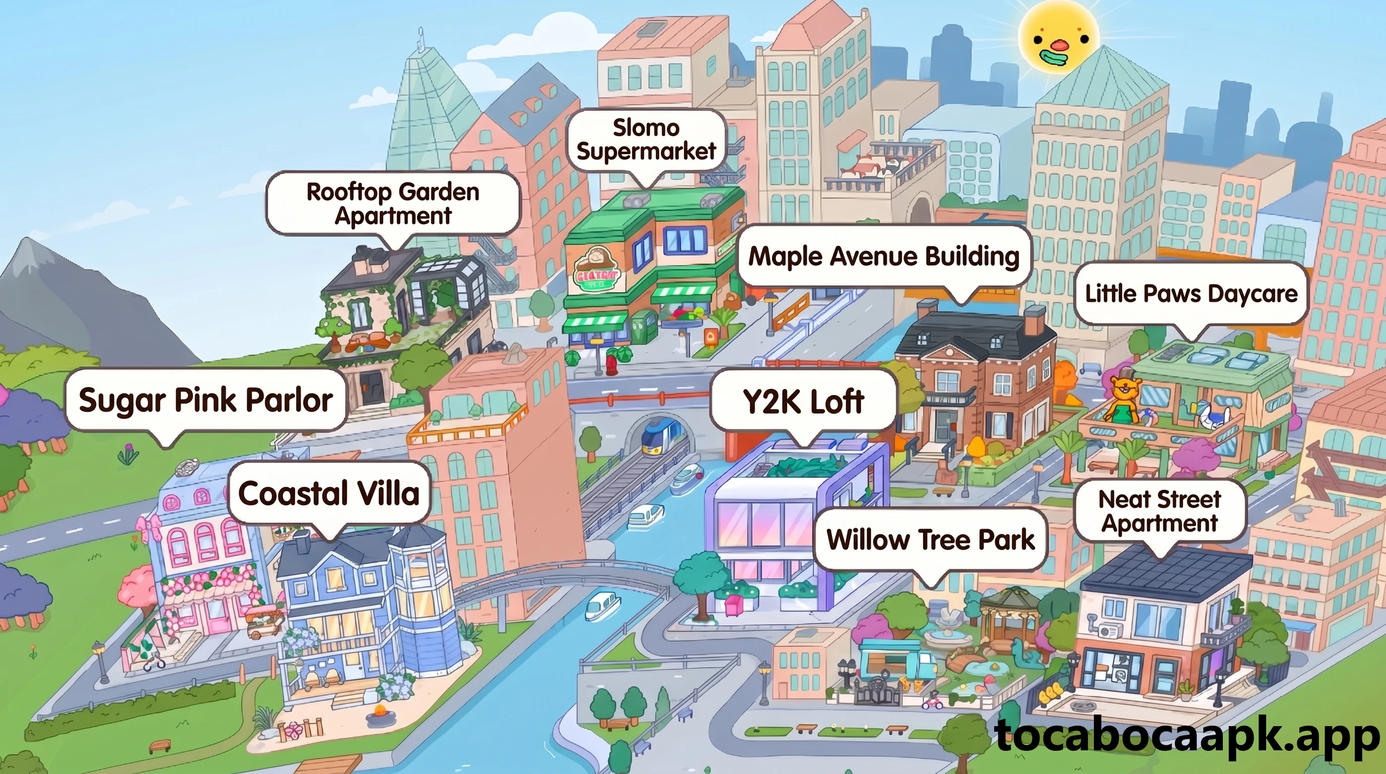 Cloud Central: loft Y2K, cobertura com jardim, vila costeira, prédio Maple Avenue e mais