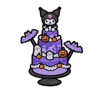 Kuromi birthday cake with Halloween decorations