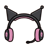 Kuromi-themed headset gift with ribbon-tied box