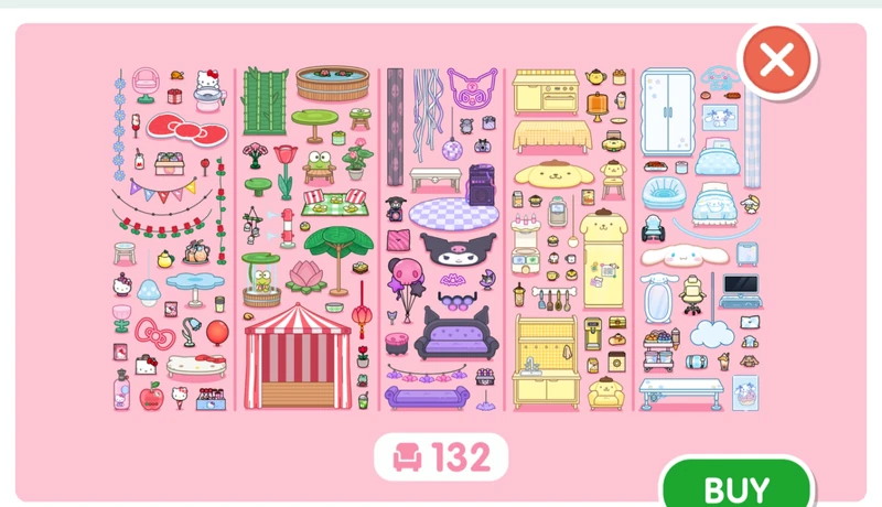 Hello Kitty and Friends Party Furniture Pack five themed room sets