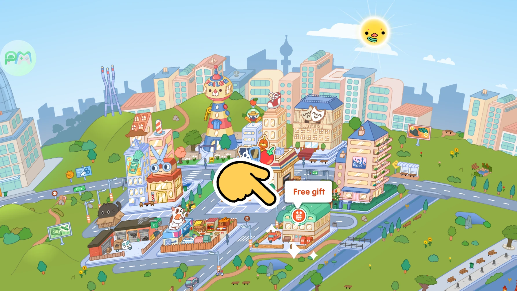 Mapa do mundo: toque em Bop City e localize os correios no canto inferior direito