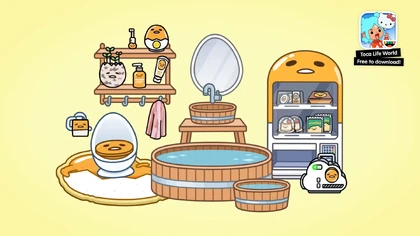Gudetama 2021 furniture pack theme — spa meditation and egg snack pairs