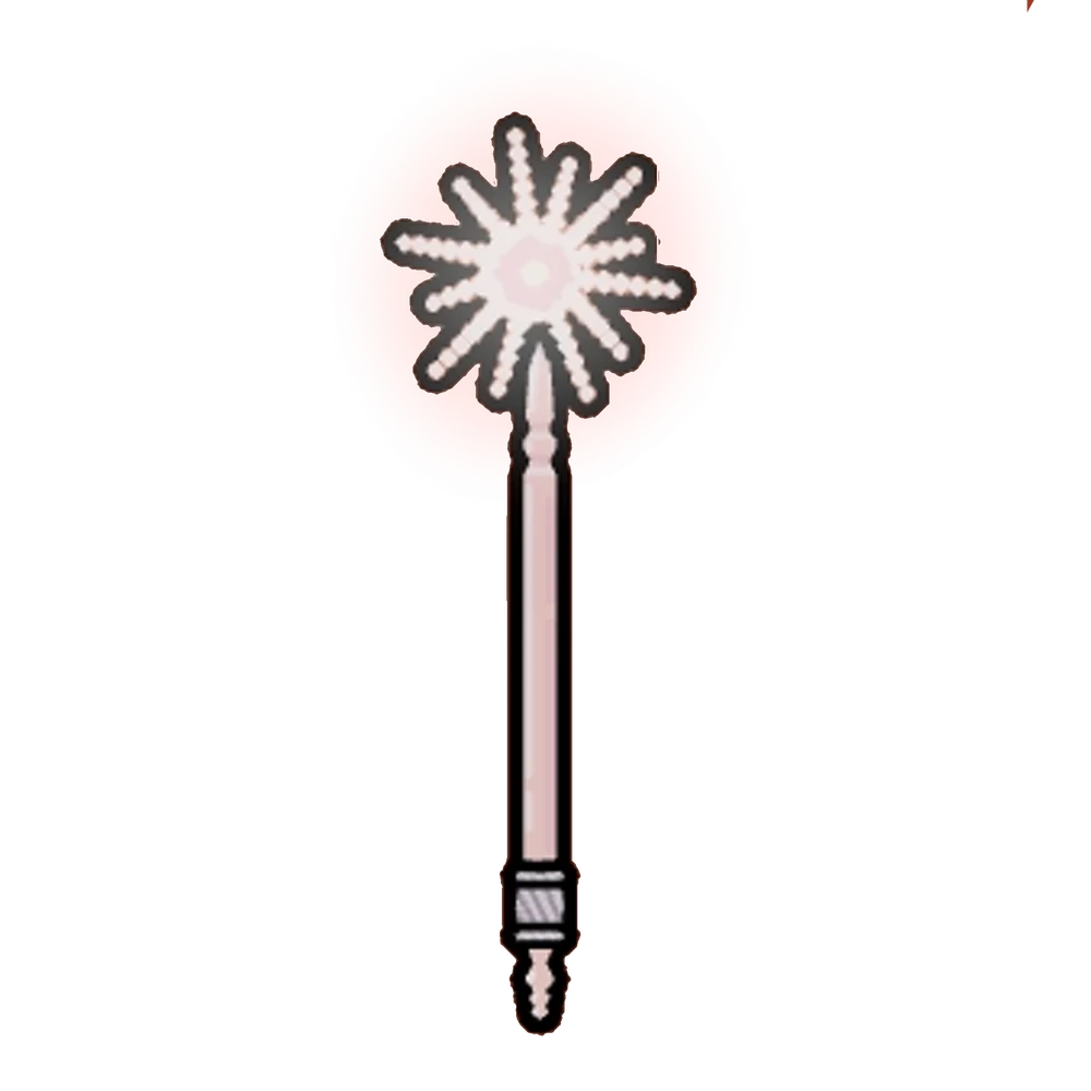 Pink starburst wand on a decorative pole resembling a stop sign